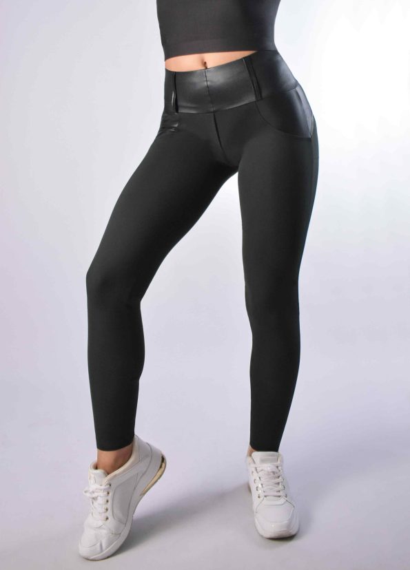 BLACK-SHINE PUSH-UP PANTS