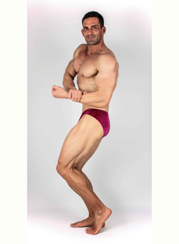 DEEP PINK VELVET BODYBUILDING TRUNKS IFBB, NPC ( SIDE LENGTH 5CM )