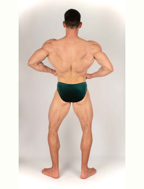 BODYBUILDING TERCIOPELO VERDE TRUNKS IFBB, NPC ( SIDE LENGTH 5CM )